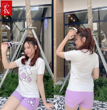 bán sỉ đồ bộ nữ quần đùi thun cotton gấu