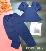 Đồ bộ nữ quần dài tay phồng cách điệu