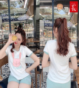 bán sỉ đồ bộ nữ quần đùi thun cotton thỏ