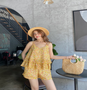 bán sỉ đồ bộ nữ quần đùi 2 dây vải lụa