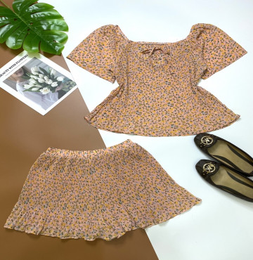 bán sỉ đồ bộ nữ quần đùi vải lụa dập ly