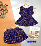 bán sỉ đồ bộ nữ quần đùi dập ly kết hoa hồng