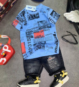 Bán sỉ set Jean chữ họa tiết tờ báo- BT2260501