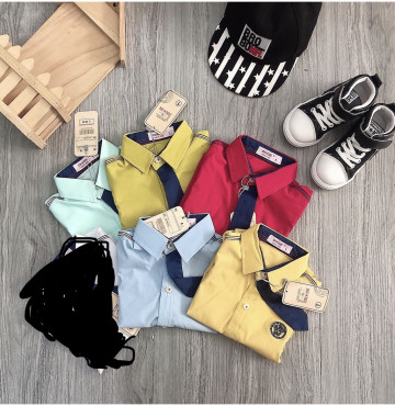 Bán sỉ sơmi bé trai cà vạt