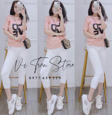 bán sỉ áo thun thái nữ in chữ form ôm