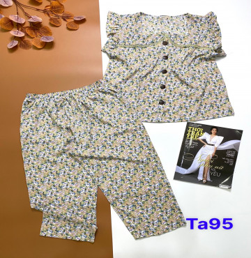 bán sỉ đồ bộ nữ hoa áo tay bèo quần dài vải lụa