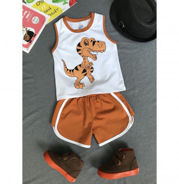 Bán buôn bộ bé trai sát nách hình khủng long