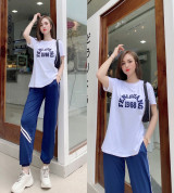 bán sỉ đồ bộ nữ thêu chữ quần dài