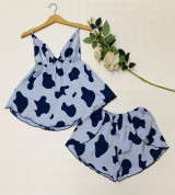 bán sỉ đồ bộ nữ quần đùi 2 dây hoạ tiết bò sữa