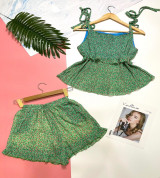 bán sỉ đồ bộ nữ cột nơ quần đùi dập ly