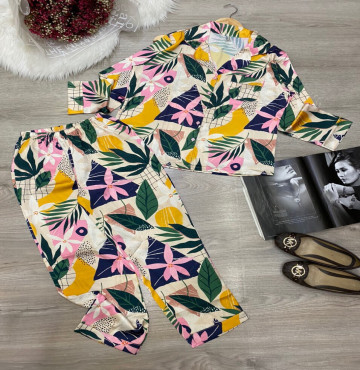 bán sỉ đồ bộ pijama tay dài quần dài hoa