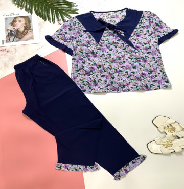 bỏ buôn đồ bộ nữ hoa vải đũi quần dài