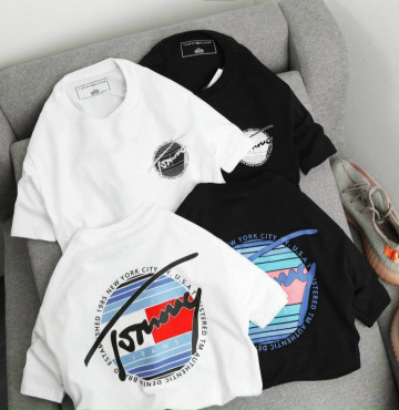 Bỏ sỉ áo thun cổ tron tommy in