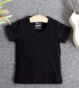 Bán buôn áo thun trơn trẻ em cổ tim tay ngắn (Màu Xám)