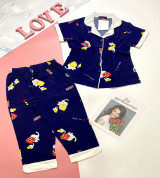 bán buôn đồ bộ pijama tay ngắn quần lỡ phối viền