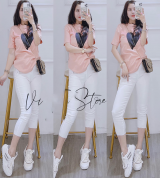 bán sỉ áo thun nữ in hình trái tim thun thái form ôm