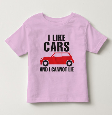 Bán buôn áo thun cổ tròn tay ngắn in chữ I Like Car (Màu hồng phấn)