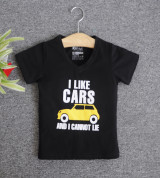 Bỏ buôn áo thun cổ tròn tay ngắn in chữ I Like Car (Màu đen)