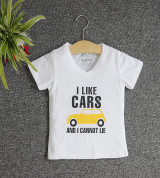 Bỏ sỉ áo thun cổ tròn tay ngắn in chữ I Like Car (Màu trắng)