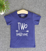 Bán sỉ áo thun cổ tròn tay ngắn in chữ Two Handsome ( Màu xanh navy)