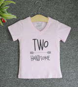 Bán buôn áo thun cổ tròn tay ngắn in chữ Two Handsome ( Màu hồng phấn)