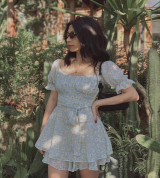 jum hoa xếp ly ngực thắt eo