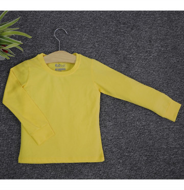 Bỏ sỉ áo thun trơn trẻ em cổ tròn tay dài (Màu vàng)
