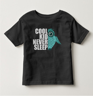Bán buôn áo thun trẻ em tay ngắn in chữ Cool kid never sleep (Đen)