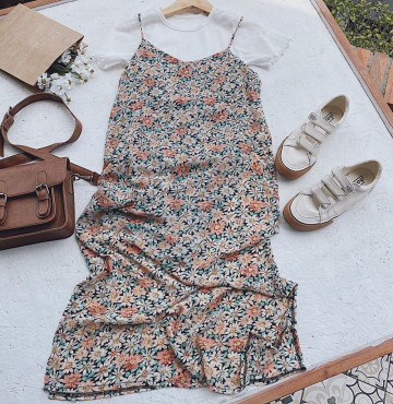 bỏ buôn set yếm hoa pull trắng