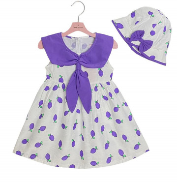 bán sỉ đầm trái chanh cổ nơ kèm nón