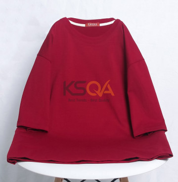 bỏ buôn áo trơn tay lỡ màu đỏ đô