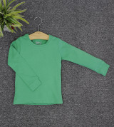 bỏ buôn áo thun trơn trẻ em cổ tròn tay dài (Màu xanh lá)