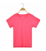 Bán buôn áo thun trơn trẻ em cổ tròn tay ngắn (Màu hồng cánh sen)