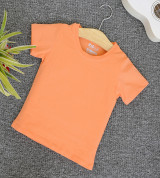 Bỏ buôn áo thun trơn trẻ em cổ tròn tay ngắn (Màu cà rốt nhạt)