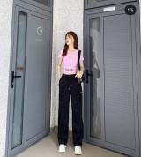 bán sỉ set áo crop hồng phói quần suông bánh bèo