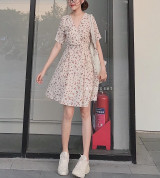 bán sỉ đầm đắp chéo hoa nhí công sở