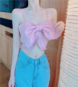 bán sỉ áo hồng bèo nơ hai dây cực xinh