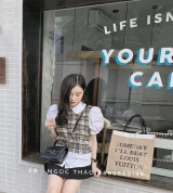 bỏ sỉ áo baby doll phối caro cực chanh xả