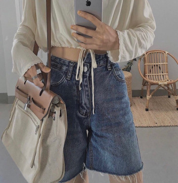 bỏ sỉ short jean lệch đai cực chất
