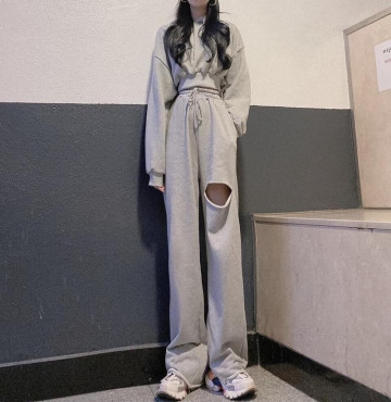 bỏ buôn set hoodie xám cực chất