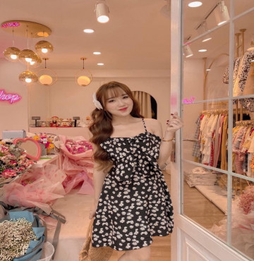 bán buôn đầm hoa hai dây nơ ngực sexy