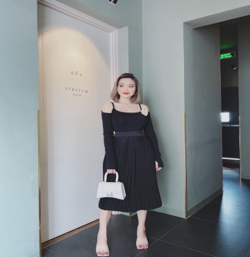 bỏ buôn set áo trễ vai hoa kèm chân váy dập ly