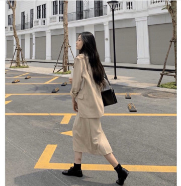 bỏ buôn set áo vest kèm chân váy thanh lịch