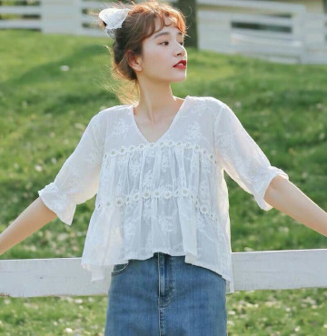 bỏ buôn áo xô baby doll thêu hoa