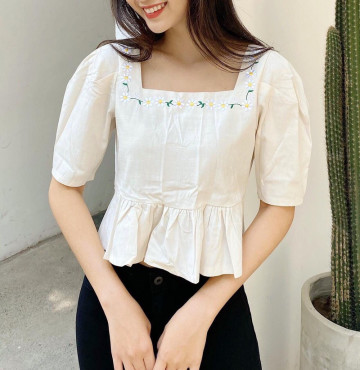 bán sỉ áo thêu hoa cổ u cực đẹp