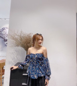 bỏ buôn áo croptop hoa xanh tiểu thơ