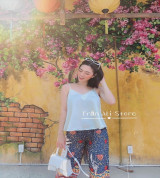 bỏ buôn set áo hai dây phối quần thổ cẩm