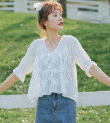 bỏ buôn áo xô baby doll thêu hoa