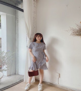 bỏ buôn đầm thêu hoa kẻ sọc