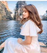 bán sỉ siêu phẩm đầm trắng tiên viền ren bo eo